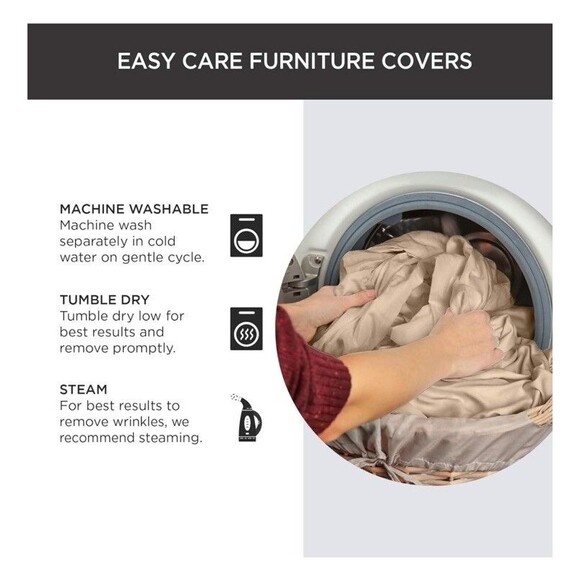 Sure Fit heavy Stretch Leather 2-Pc arm Chair Slipcover washable pebbled ivory - Picture 4 of 4